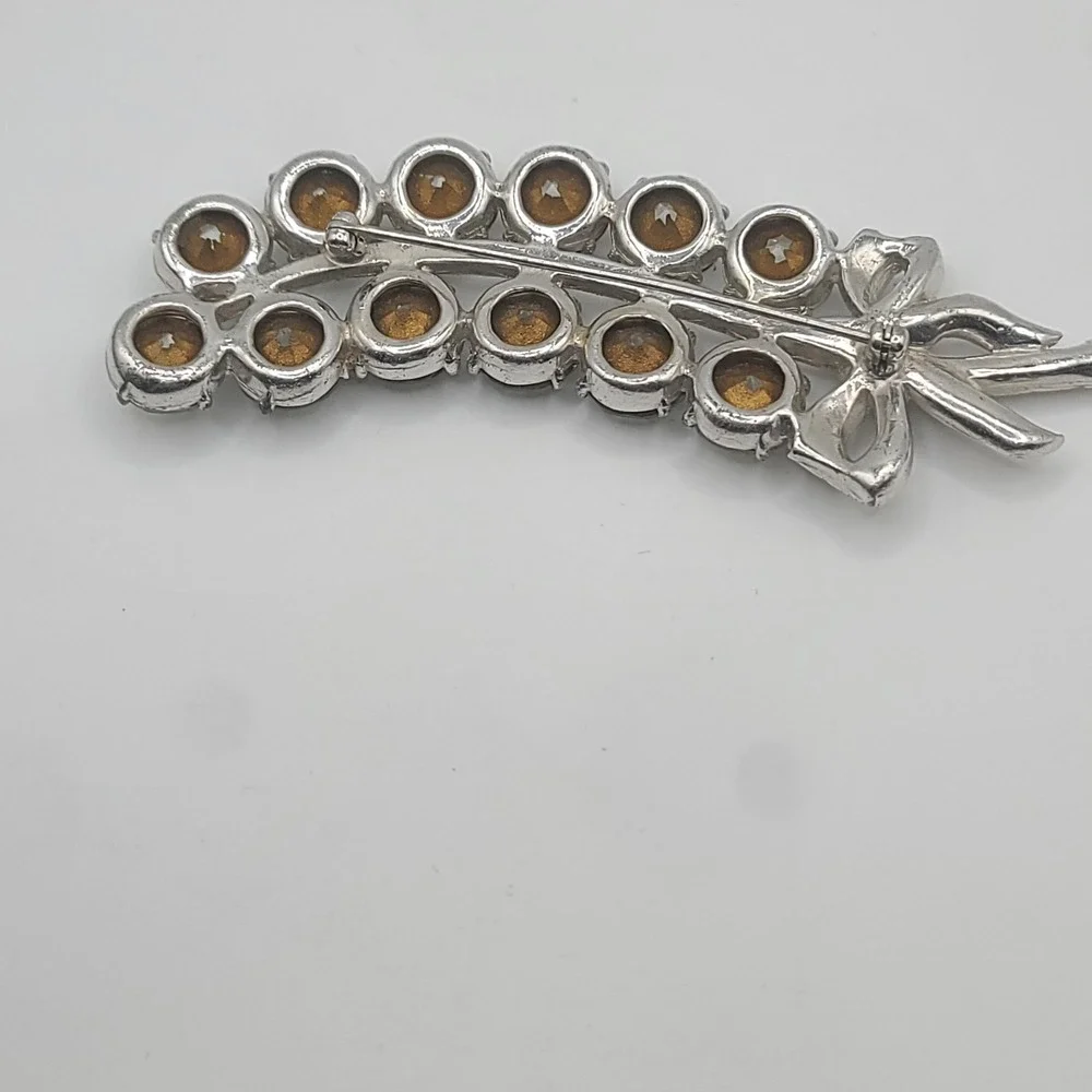 Vintage Rhinestone Brooch Silver Tone Large‎ Heavy - Picture 9 of 13